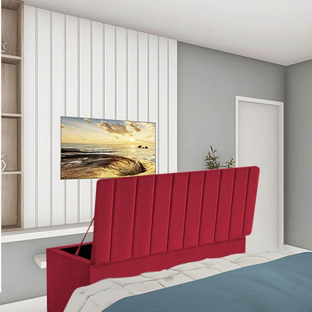 Calçadeira Baú Recamier Estofada Cama King 190cm Carla Corino Vermelho- Mabe Magazine - 1