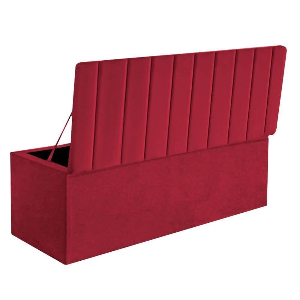 Calçadeira Baú Recamier Estofada Cama King 190cm Carla Corino Vermelho- Mabe Magazine - 3