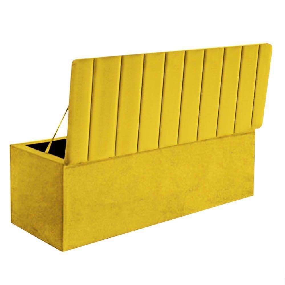 Calçadeira Baú Recamier Estofada Cama Queen 160cm Carla Corino Amarelo- Mabe Magazine - 3