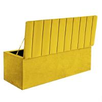Calçadeira Baú Recamier Estofada Cama De Casal 140cm Carla Corino Amarelo- Mabe Magazine - 3