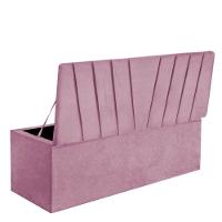 Calçadeira Baú Recamier Estofada Cama King 190cm Bélgica Corino Rosa Bebe- Mabe Magazine - 3