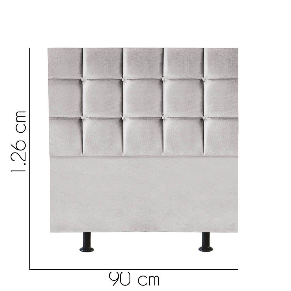 Cabeceira Estofada Cama Box Solteiro 90cm Espanha Suede Cinza Claro- Mabe Magazine - 2