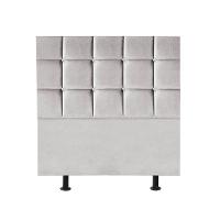 Cabeceira Estofada Cama Box Solteiro 90cm Espanha Suede Cinza Claro- Mabe Magazine - 1