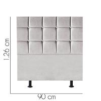 Cabeceira Estofada Cama Box Solteiro 90cm Espanha Suede Cinza Claro- Mabe Magazine - 2