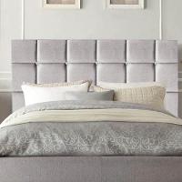 Cabeceira Estofada Cama Box Solteiro 90cm Espanha Suede Cinza Claro- Mabe Magazine - 3