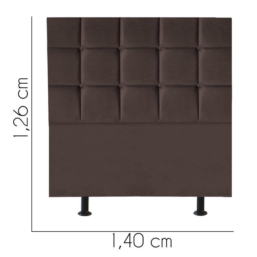 Cabeceira Estofada Cama Box Casal 140cm Espanha Suede Marrom- Mabe Magazine - 2