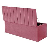 Calçadeira Baú Recamier Estofada Cama De Casal 140cm Carla Corino Rosa Bebe- Mabe Magazine - 2