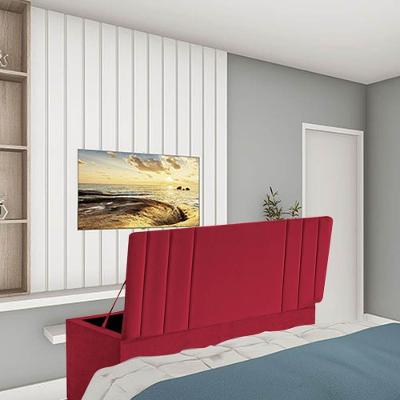 Calçadeira Baú Recamier Estofada Cama King 190cm Grécia Suede Vermelho- Mabe Magazine