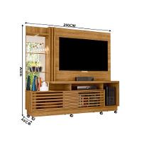 Estante De Tv 60 Pol 200cm Com Rodízio Sala De Estar Lumari Cumaru M20 - D'rossi - 3