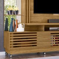 Estante De Tv 60 Pol 200cm Com Rodízio Sala De Estar Lumari Cumaru M20 - D'rossi - 5