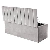 Calçadeira Baú Recamier Estofada Cama De Solteiro 100cm Carla Corino Cinza Claro- Mabe Magazine - 2