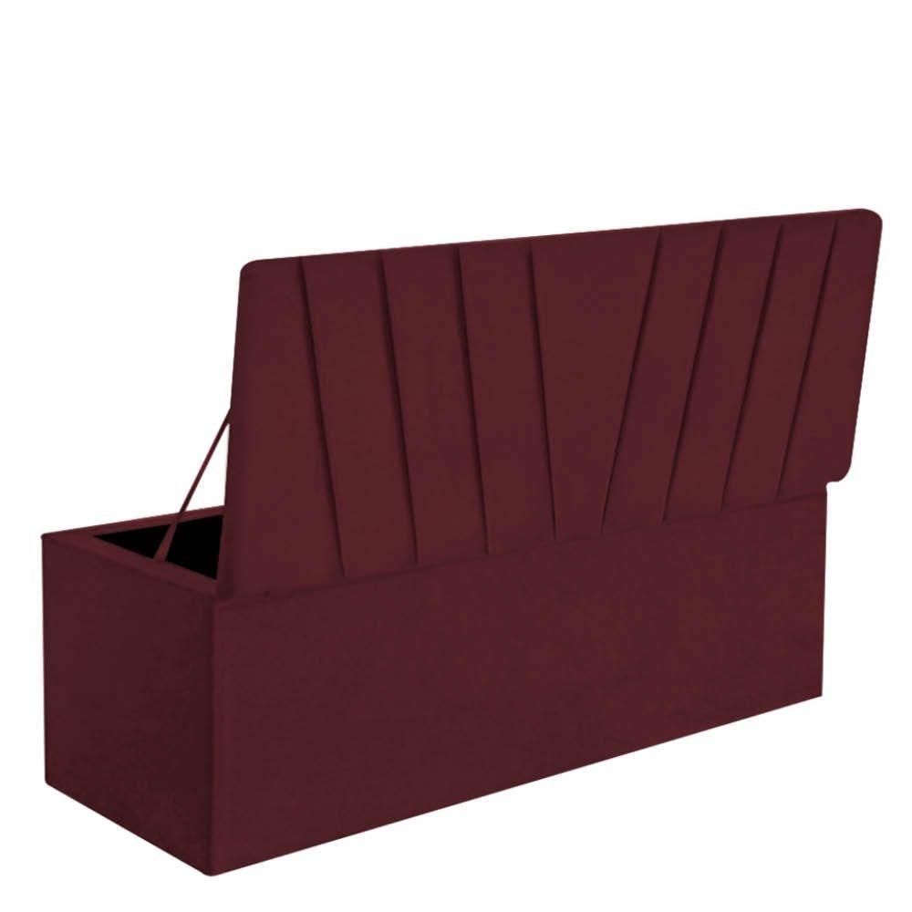 Calçadeira Baú Recamier Estofada Cama King 190cm Bélgica Corino Bordo- Mabe Magazine - 3
