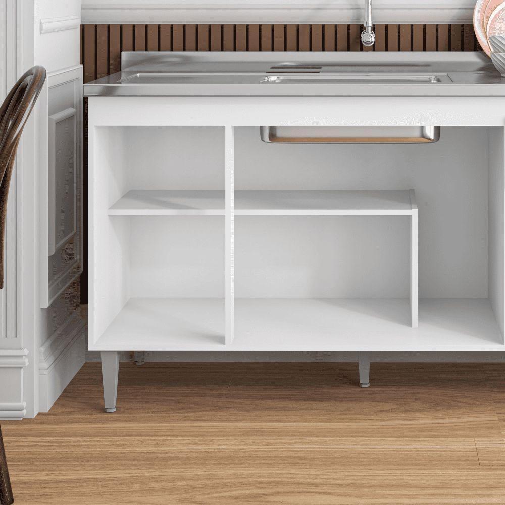 Balcão Gabinete De Pia Cozinha Multiuso 150cm Sem Tampo Gabriela Branco- Mabe Magazine - 5