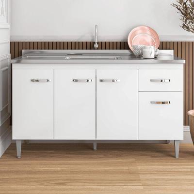 Balcão Gabinete De Pia Cozinha Multiuso 150cm Sem Tampo Gabriela Branco- Mabe Magazine