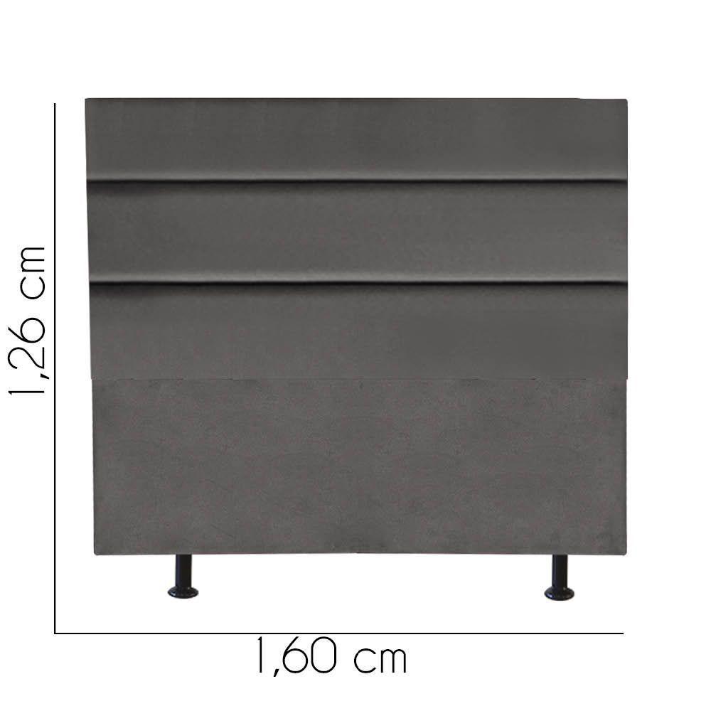 Cabeceira Estofada Cama Box Queen 160cm Argentina Corino Cinza Escuro- Mabe Magazine - 3
