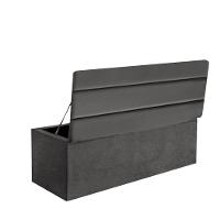 Calçadeira Baú Recamier Estofada Cama De Solteiro 90cm Argentina Suede Cinza Escuro- Mabe Magazine - 3