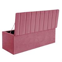 Calçadeira Baú Recamier Estofada Cama De Solteiro 100cm Carla Corino Rosa Bebe- Mabe Magazine - 3