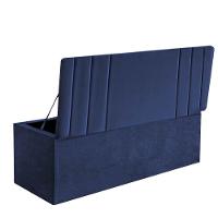 Calçadeira Baú Recamier Estofada Cama Queen 160cm Grécia Suede Azul- Mabe Magazine - 3