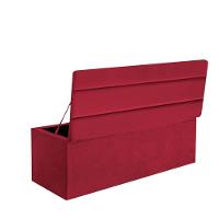 Calçadeira Baú Recamier Estofada Cama De Casal 140cm Argentina Suede Vermelho- Mabe Magazine - 3