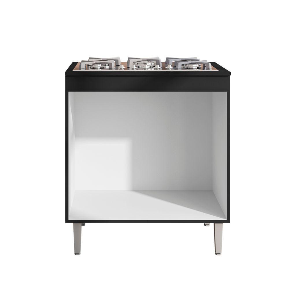 Balcão Armário De Cozinha Multiuso Para Cooktop Com Tampo 4 Ou 5 Bocas Andréia Preto- Mabe Magazine - 2