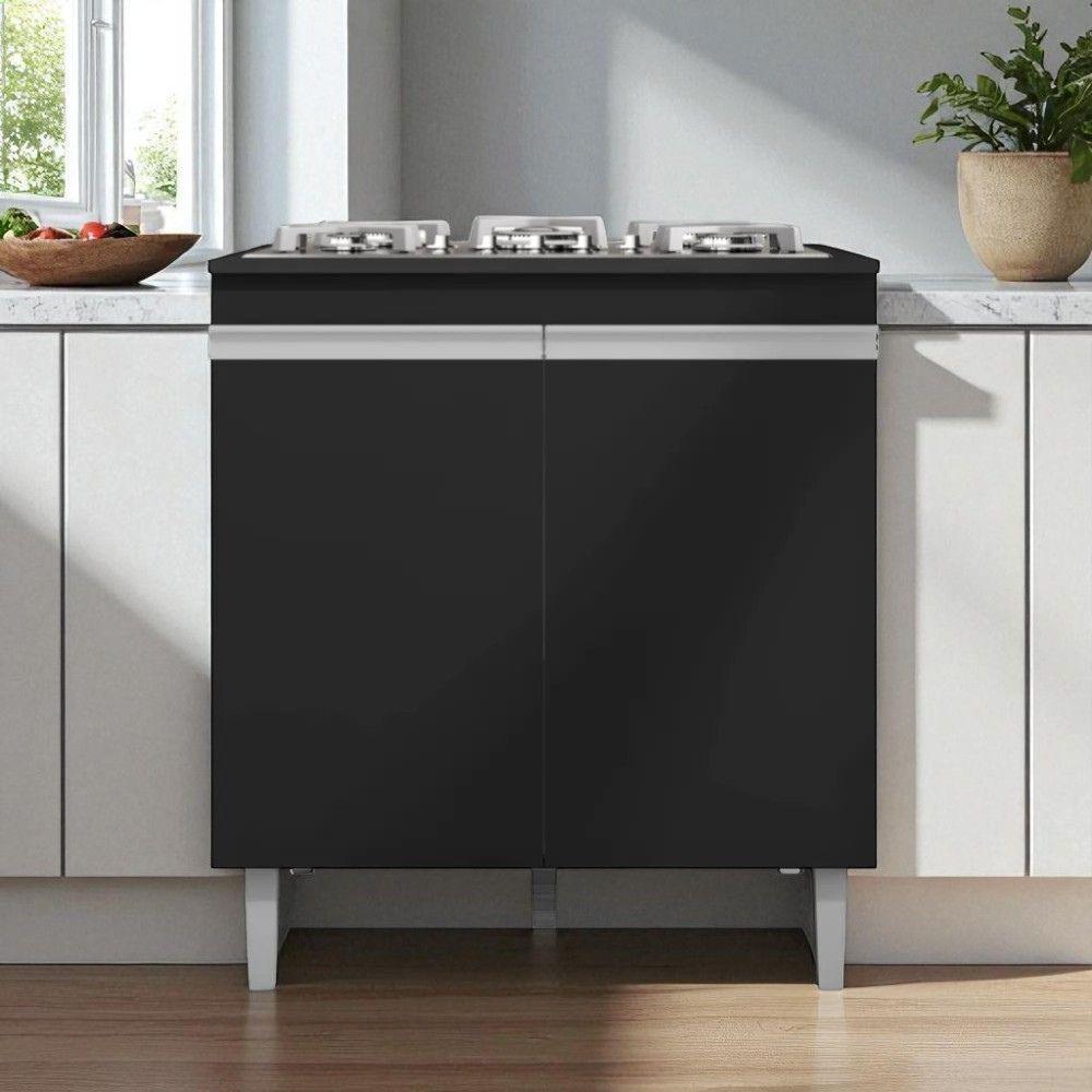 Balcão Armário De Cozinha Multiuso Para Cooktop Com Tampo 4 Ou 5 Bocas Andréia Preto- Mabe Magazine - 3