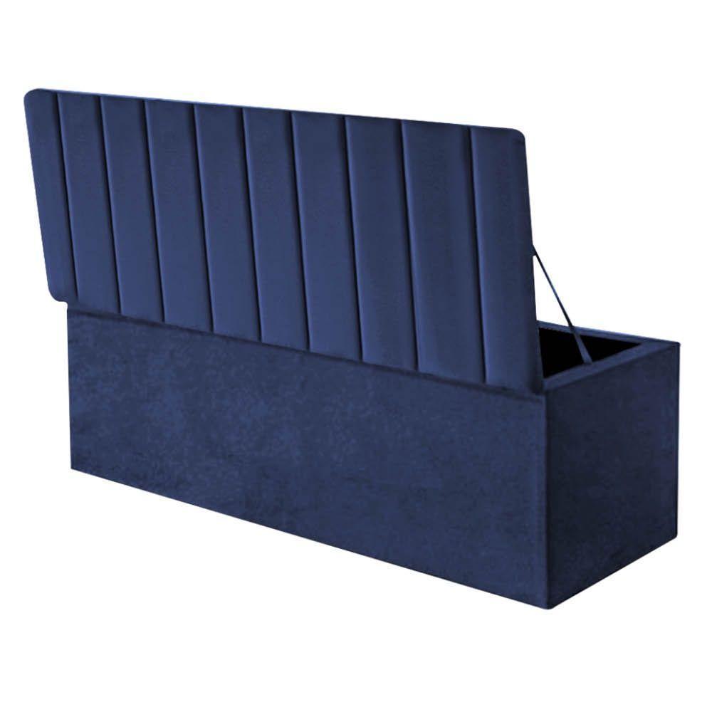 Calçadeira Baú Recamier Estofada Cama Queen 160cm Carla Corino Azul- Mabe Magazine - 2