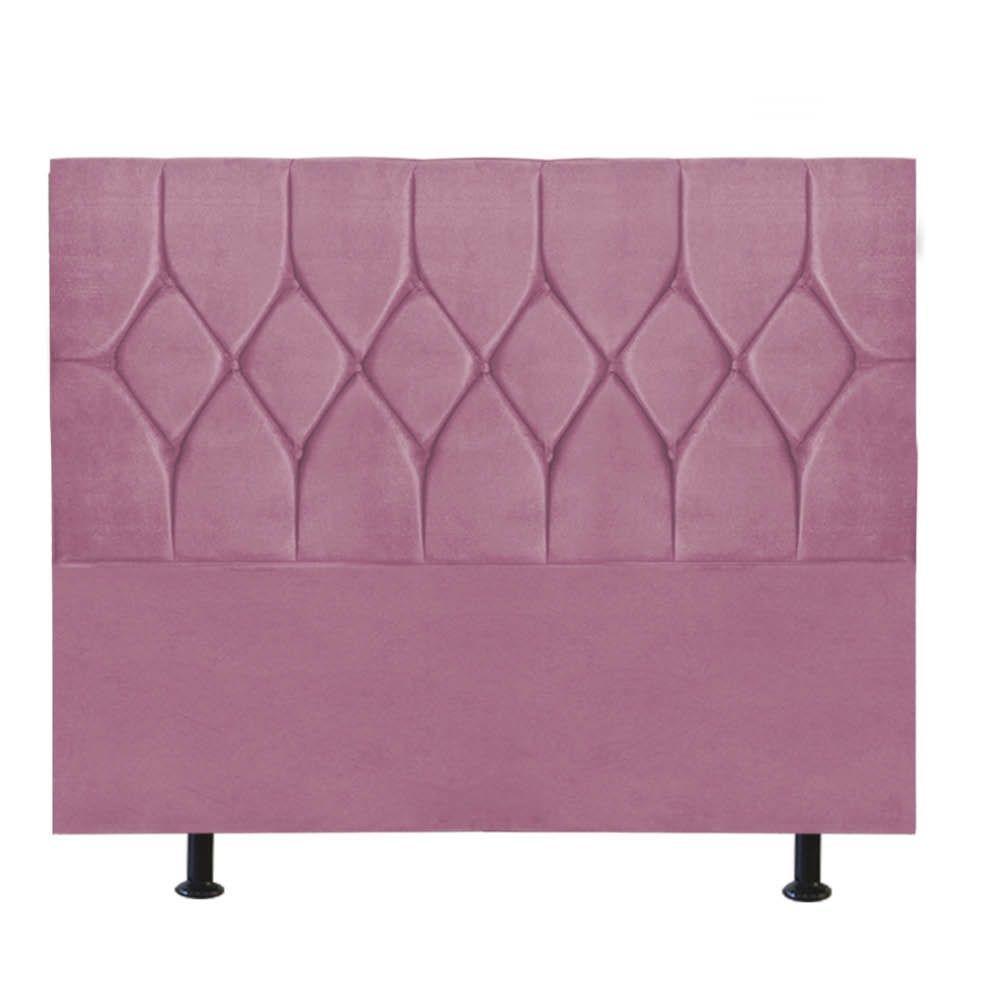 Cabeceira Estofada Cama Box Casal 140cm Istambul Suede Rosa Bebe- Mabe Magazine - 2
