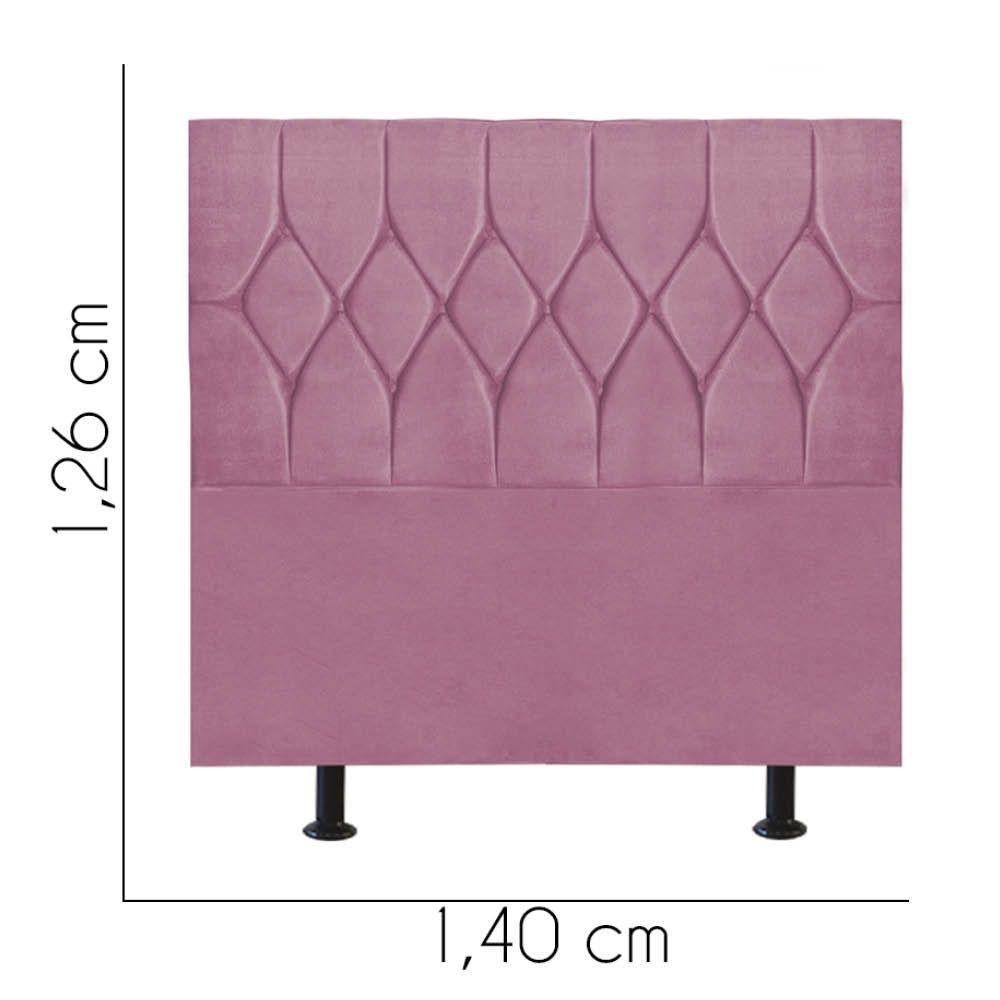 Cabeceira Estofada Cama Box Casal 140cm Istambul Suede Rosa Bebe- Mabe Magazine - 3