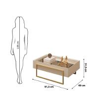 Mesa De Centro Com Tampo Espelhado E Pés Em Metal Dourado Kika Off White - Mabe Magazine - 5