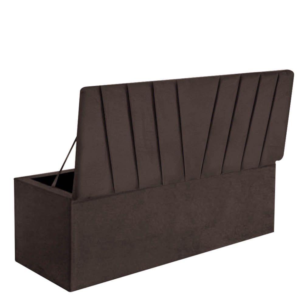 Calçadeira Baú Recamier Estofada Cama De Solteiro 100cm Bélgica Suede Marrom- Mabe Magazine - 3