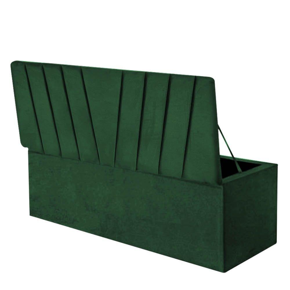 Calçadeira Baú Recamier Estofada Cama Queen 160cm Bélgica Suede Verde- Mabe Magazine - 2