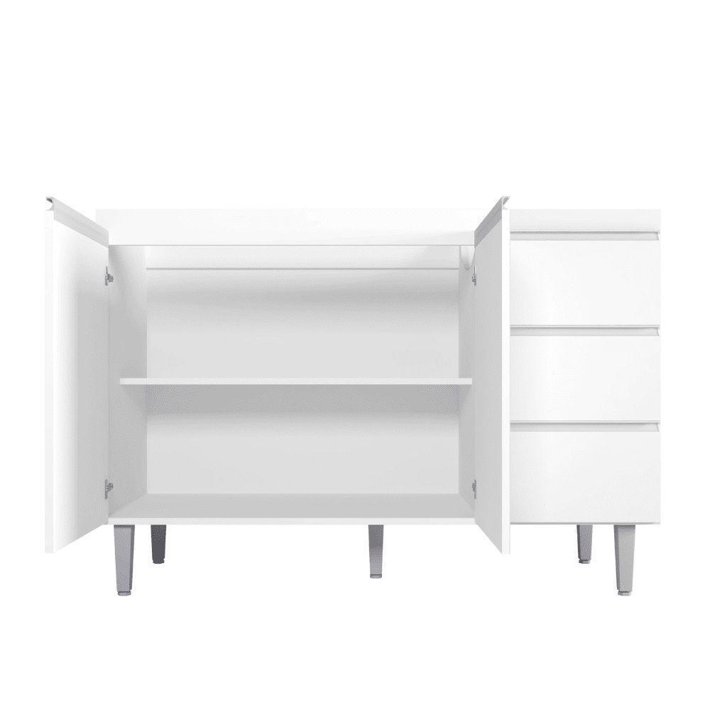 Balcão Gabinete De Pia Para Cozinha Sem Tampo 120cm Andréia Branco- Mabe Magazine - 5