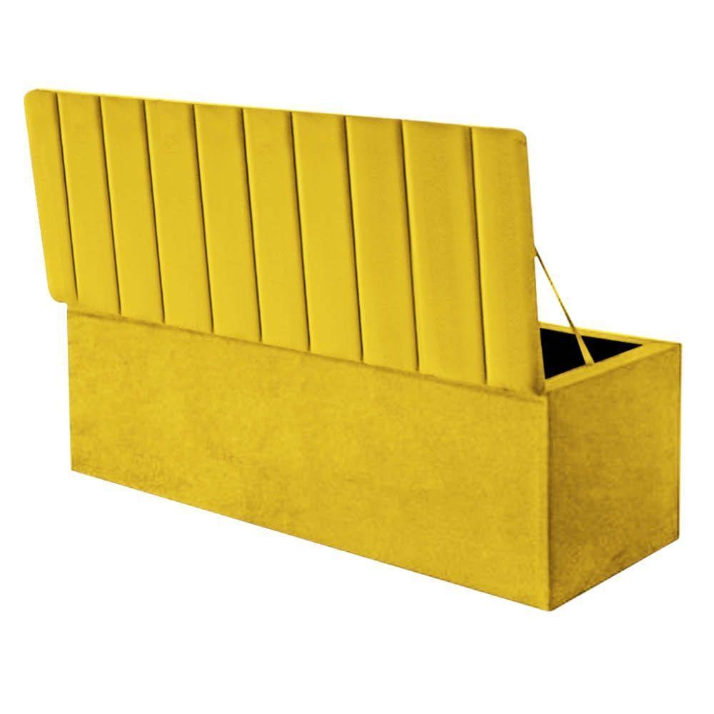 Calçadeira Baú Recamier Estofada Cama Queen 160cm Carla Suede Amarelo- Mabe Magazine - 2