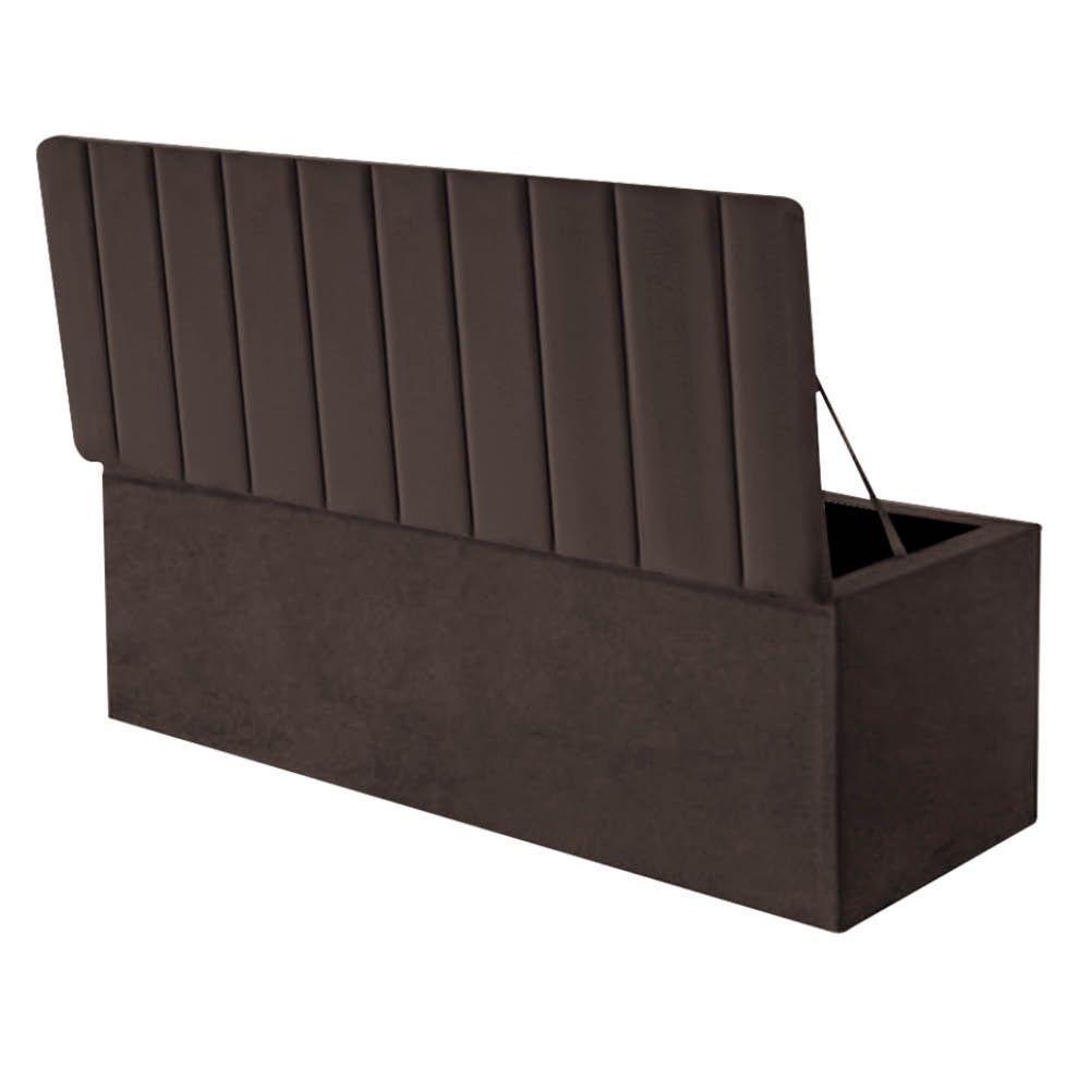 Calçadeira Baú Recamier Estofada Cama De Solteiro 100cm Carla Suede Marrom- Mabe Magazine - 2