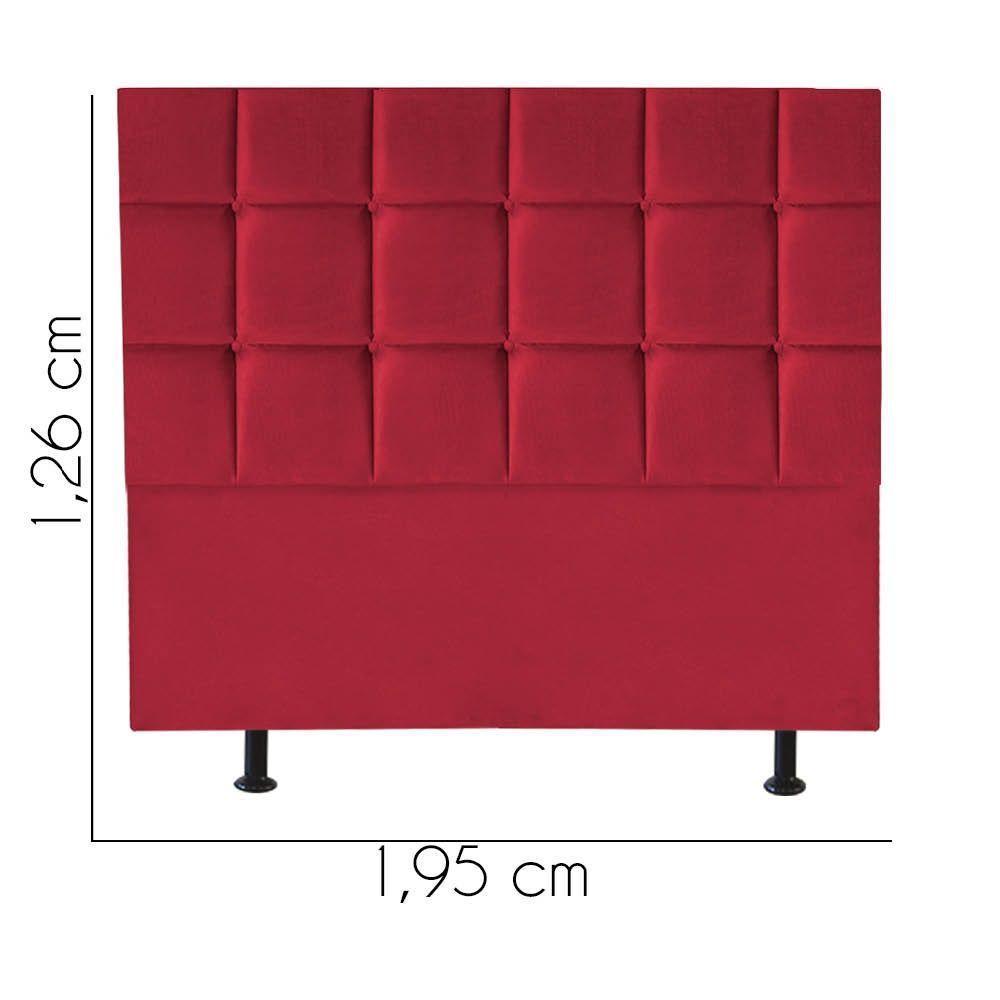 Cabeceira Estofada Cama Box Casal King 195cm Espanha Suede Vermelho- Mabe Magazine - 2