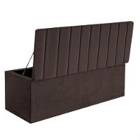 Calçadeira Baú Recamier Estofada Cama Queen 160cm Carla Suede Marrom- Mabe Magazine - 3