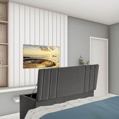 Calçadeira Baú Recamier Estofada Cama De Casal 140cm Grécia Corino Cinza Escuro- Mabe Magazine