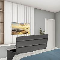 Calçadeira Baú Recamier Estofada Cama King 190cm Argentina Suede Cinza Escuro- Mabe Magazine - 1