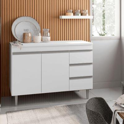 Balcão Gabinete De Pia Para Cozinha Sem Tampo 100cm Andréia Branco- Mabe Magazine