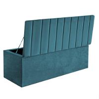 Calçadeira Baú Recamier Estofada Cama King 190cm Carla Corino Azul Turquesa- Mabe Magazine - 3