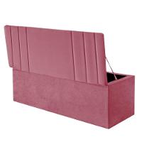 Calçadeira Baú Recamier Estofada Cama De Solteiro 90cm Grécia Corino Rosa Bebe- Mabe Magazine - 2
