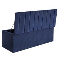 Calçadeira Baú Recamier Estofada Cama De Solteiro 90cm Carla Corino Azul- Mabe Magazine - 3