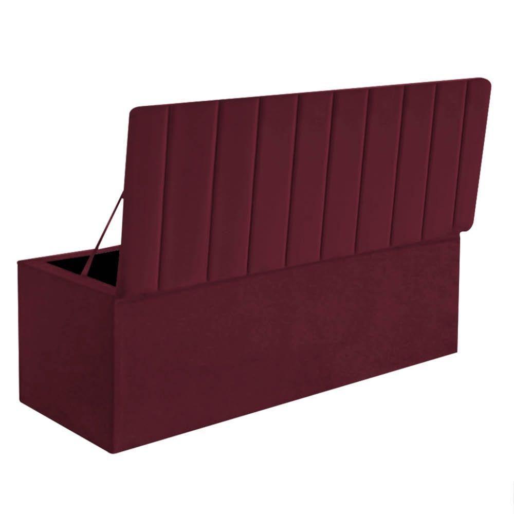 Calçadeira Baú Recamier Estofada Cama Queen 160cm Carla Corino Bordo- Mabe Magazine - 3