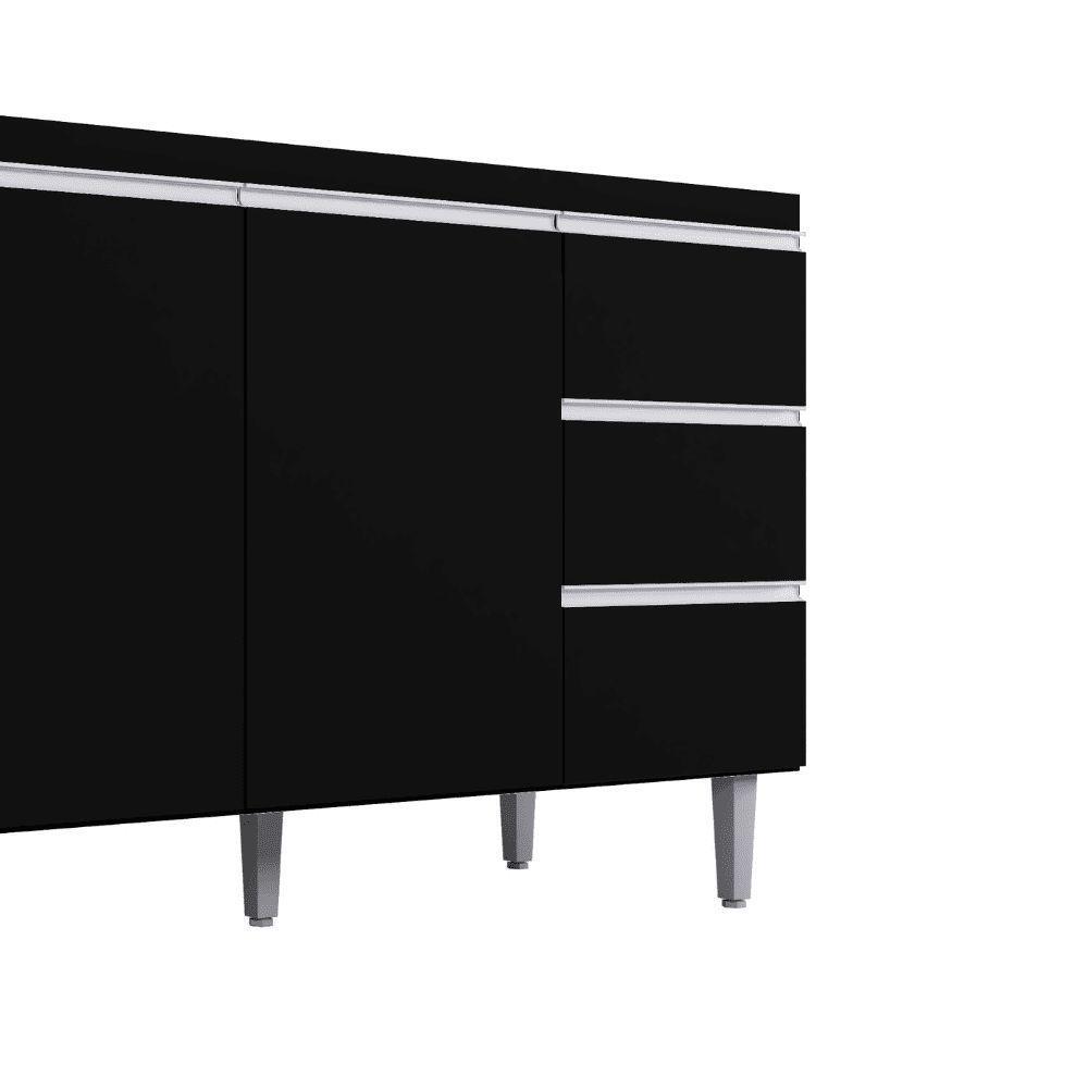 Balcão Gabinete De Pia Para Cozinha Sem Tampo 120cm Andréia Preto Fosco- Mabe Magazine - 5