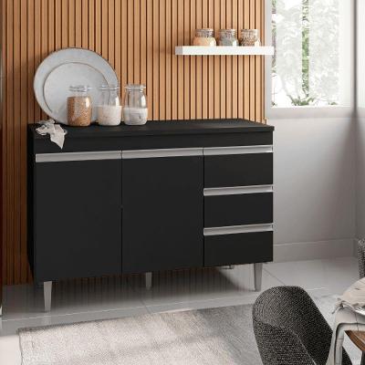 Balcão Gabinete De Pia Para Cozinha Sem Tampo 120cm Andréia Preto Fosco- Mabe Magazine