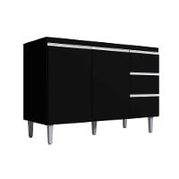 Balcão Gabinete De Pia Para Cozinha Sem Tampo 120cm Andréia Preto Fosco- Mabe Magazine - 2