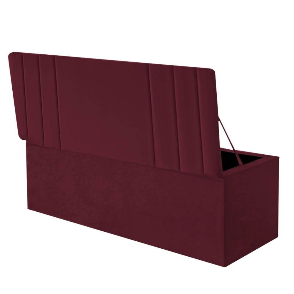 Calçadeira Baú Recamier Estofada Cama Queen 160cm Grécia Suede Bordo- Mabe Magazine - 2