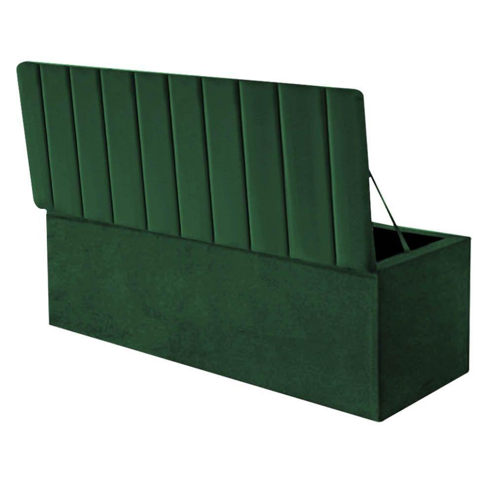 Calçadeira Baú Recamier Estofada Cama De Casal 140cm Carla Suede Verde- Mabe Magazine - 2