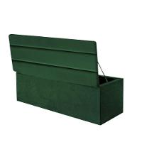 Calçadeira Baú Recamier Estofada Cama De Solteiro 100cm Argentina Suede Verde- Mabe Magazine - 2