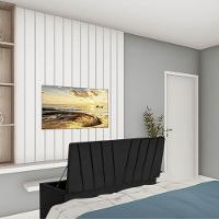 Calçadeira Baú Recamier Estofada Cama De Solteiro 90cm Bélgica Suede Preto- Mabe Magazine - 1